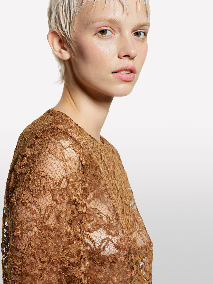 Hellbraune Spitzenbluse - blusen für damen - Braun | Sisley image number 4